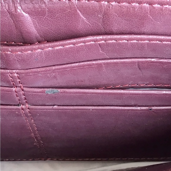 Coach Burgundy Leather Signature Circle Zip Wristlet Wallet - Picture 5 of 6